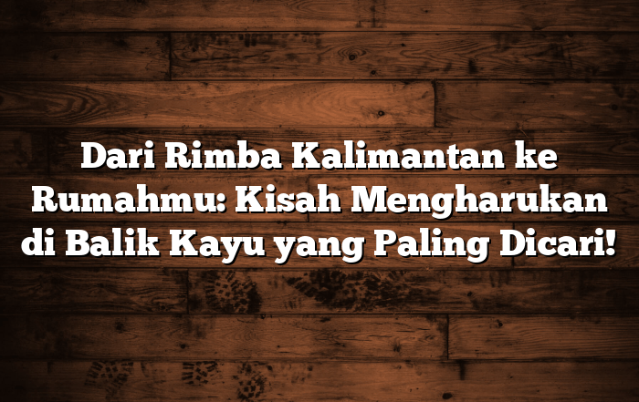 Dari Rimba Kalimantan ke Rumahmu: Kisah Mengharukan di Balik Kayu yang Paling Dicari!